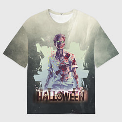 Женская футболка оверсайз Halloween зомби