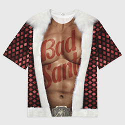 Футболка оверсайз женская Костюм деда мороза с накаченным прессом, цвет: 3D-принт