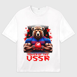 Женская футболка оверсайз USSR медведь