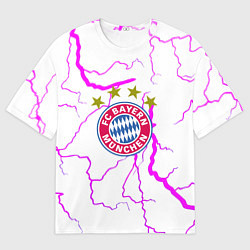 Футболка оверсайз женская Бавария Мюнхен неоновые молнии, цвет: 3D-принт