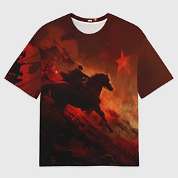 Футболка оверсайз женская Всадник и красная звезда, цвет: 3D-принт