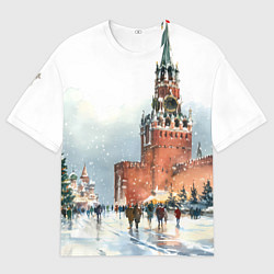 Футболка оверсайз женская Новогодний Кремль, цвет: 3D-принт
