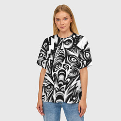 Футболка оверсайз женская Lightnings and faces - ai art fantasy, цвет: 3D-принт — фото 2