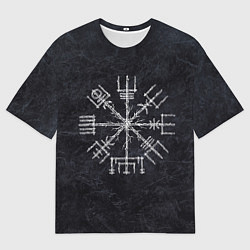 Женская футболка оверсайз Мистический компас рун вегвизир