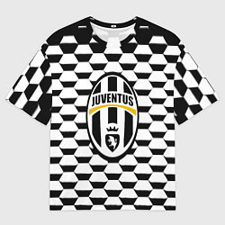 Футболка оверсайз женская Juventus геометрия черно белая, цвет: 3D-принт