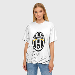 Футболка оверсайз женская Ювентус черные краски всплеск, цвет: 3D-принт — фото 2