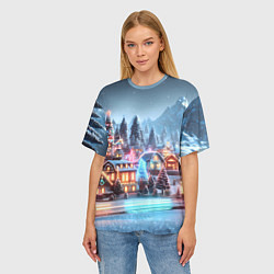 Футболка оверсайз женская Городок в новогодних огоньках, цвет: 3D-принт — фото 2