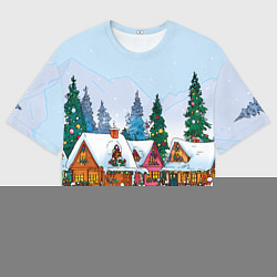 Футболка оверсайз женская Новогодник дворик, цвет: 3D-принт