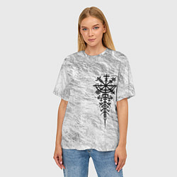 Футболка оверсайз женская Вегвизир - компас рун в виде става, цвет: 3D-принт — фото 2