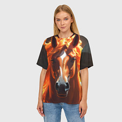 Футболка оверсайз женская Статная огненная лошадь, цвет: 3D-принт — фото 2