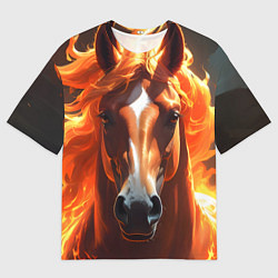 Женская футболка оверсайз Статная огненная лошадь