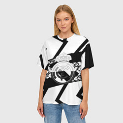 Футболка оверсайз женская Реал Мадрид краски полосы, цвет: 3D-принт — фото 2