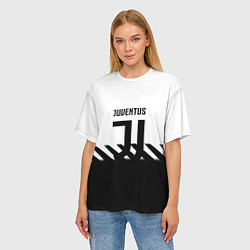 Футболка оверсайз женская Ювентус полосы геометрия линии, цвет: 3D-принт — фото 2