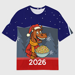 Футболка оверсайз женская Лошадь с тазиком оливье, цвет: 3D-принт