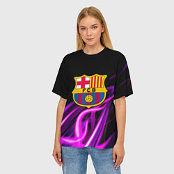 Футболка оверсайз женская Барселона неоновый огонь текстура, цвет: 3D-принт — фото 2