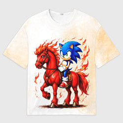 Футболка оверсайз женская Соник верхом на коне, цвет: 3D-принт