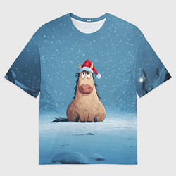 Футболка оверсайз женская Удивленная забавная лошадка, цвет: 3D-принт