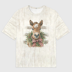 Женская футболка оверсайз Жеребёнок и новый год