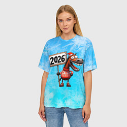 Футболка оверсайз женская Лошадь встречает 2026, цвет: 3D-принт — фото 2