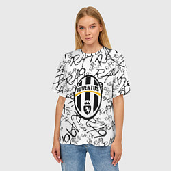 Футболка оверсайз женская Ювентус надписи текстура, цвет: 3D-принт — фото 2