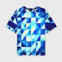 Женская футболка оверсайз Синяя геометрия