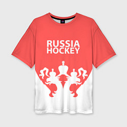 Футболка оверсайз женская Russia Hockey, цвет: 3D-принт