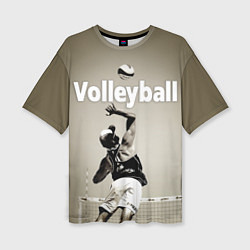 Женская футболка оверсайз Волейбол - удар в прыжке
