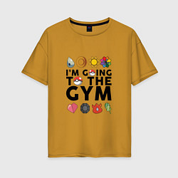Футболка оверсайз женская Pokemon Im going to the gym (black), цвет: горчичный