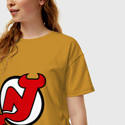 Футболка оверсайз женская New Jersey Devils, цвет: горчичный — фото 2