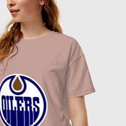 Футболка оверсайз женская Edmonton Oilers, цвет: пыльно-розовый — фото 2