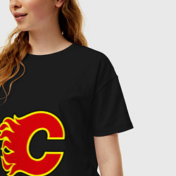 Футболка оверсайз женская Calgary Flames, цвет: черный — фото 2