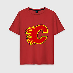 Футболка оверсайз женская Calgary Flames, цвет: красный