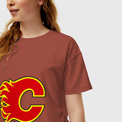 Футболка оверсайз женская Calgary Flames, цвет: кирпичный — фото 2