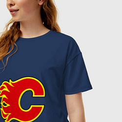 Футболка оверсайз женская Calgary Flames, цвет: тёмно-синий — фото 2