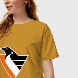 Футболка оверсайз женская Pittsburgh Penguins, цвет: горчичный — фото 2
