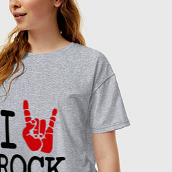 Футболка оверсайз женская I love rock, цвет: меланж — фото 2