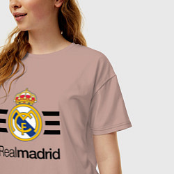 Футболка оверсайз женская Real Madrid Lines, цвет: пыльно-розовый — фото 2