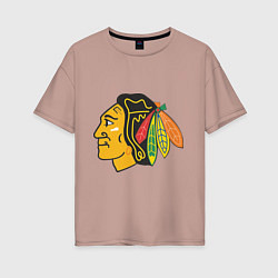 Футболка оверсайз женская Chicago Blackhawks: Kane, цвет: пыльно-розовый