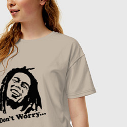 Футболка оверсайз женская Bob Marley: Don't worry, цвет: миндальный — фото 2
