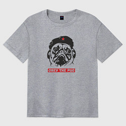 Женская футболка оверсайз Obey the pug