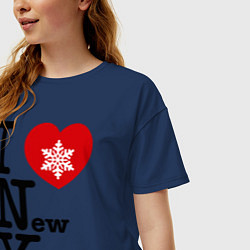 Футболка оверсайз женская I love New Year, цвет: тёмно-синий — фото 2