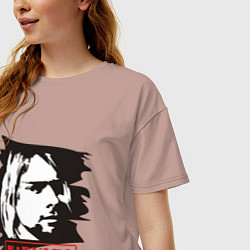 Футболка оверсайз женская Nirvana: Kurt Cobain, цвет: пыльно-розовый — фото 2