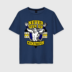 Футболка оверсайз женская Never Give Up: Cenation, цвет: тёмно-синий