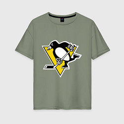 Футболка оверсайз женская Pittsburgh Penguins, цвет: авокадо