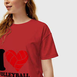 Футболка оверсайз женская I love volleyball - Я люблю волейбол, цвет: красный — фото 2