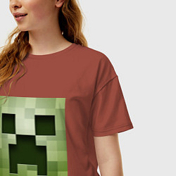 Футболка оверсайз женская Мinecraft creeper, цвет: кирпичный — фото 2