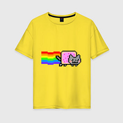 Футболка оверсайз женская Nyan Cat, цвет: желтый