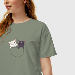 Футболка оверсайз женская Кисы, цвет: авокадо — фото 2