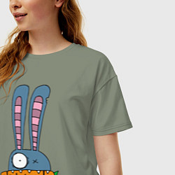 Футболка оверсайз женская Заяц с морковкой, цвет: авокадо — фото 2