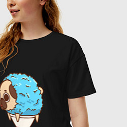Футболка оверсайз женская Мопс-мороженое, цвет: черный — фото 2